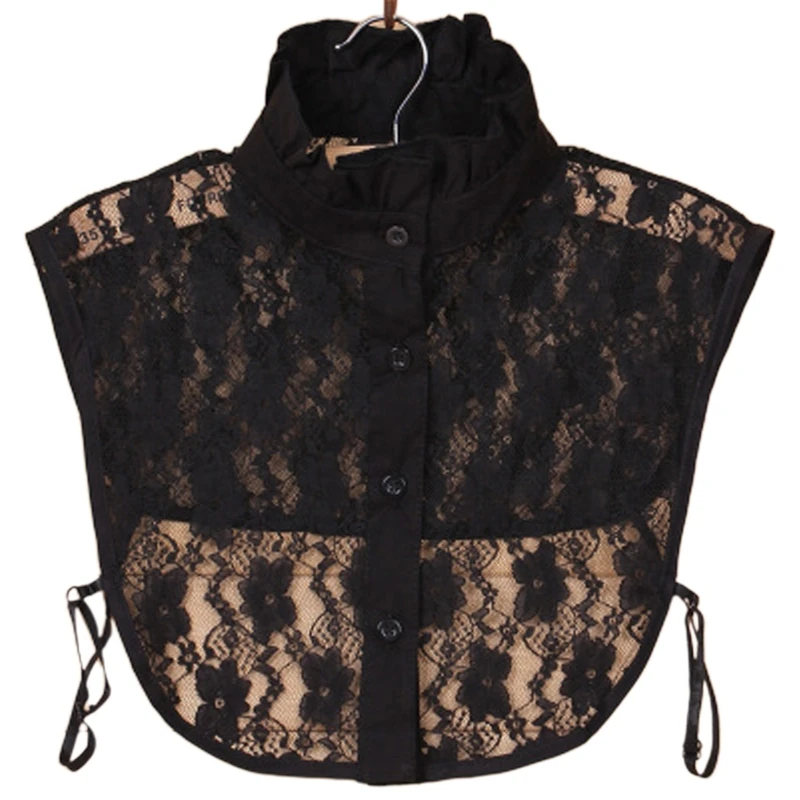 

Women Pure Color Lace Detachable Lapel Choker Necklace Shirt Fake False Collar