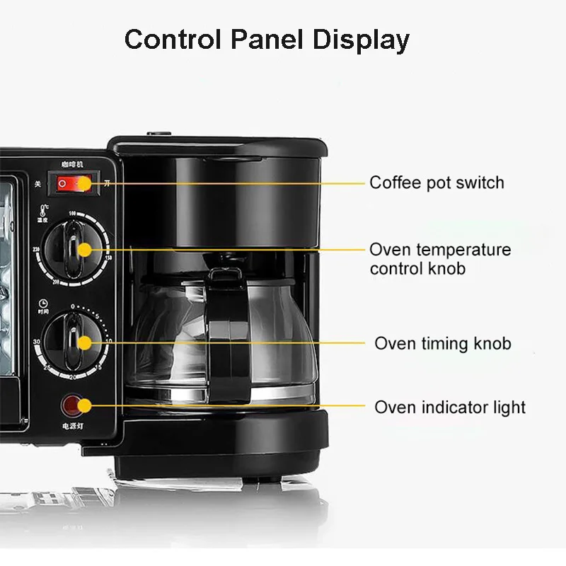 Multi Function 3in1 Breakfast Maker Electric Bread Roast Oven Steaming Coffee Pot Frying Fan In One Machine Kitchen Appliances 5