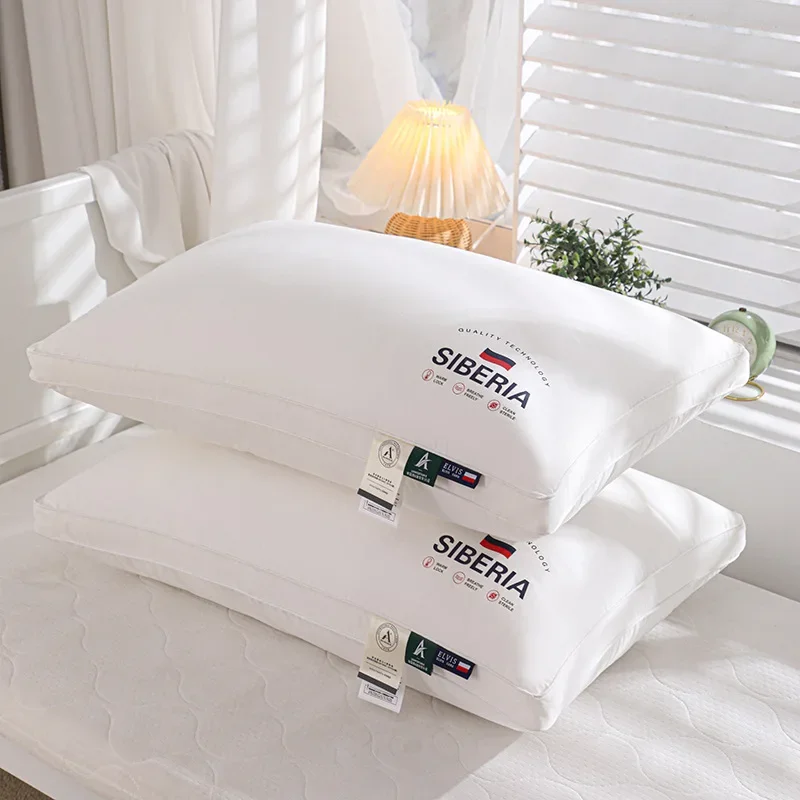 High-end Down Comfortable Pillow 5-star Hotel Pillow Solid Color Soft Bedroom Bed Sleep Home Single Adult