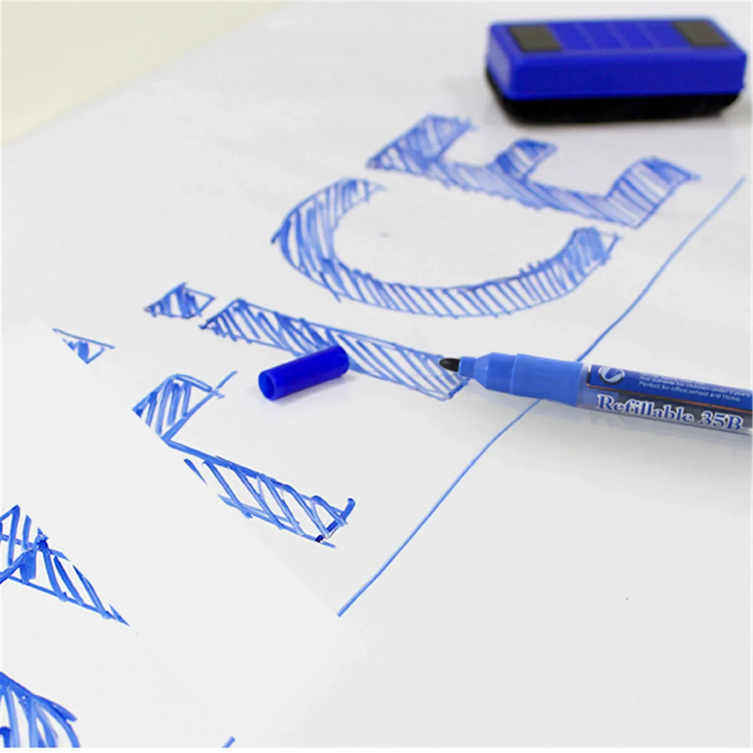 지워지는 화이트보드 마커 펜, 건식 지워짐 사인 잉크, 리필 가능한 사무실 학교 용품, 학생 선물, 4 개