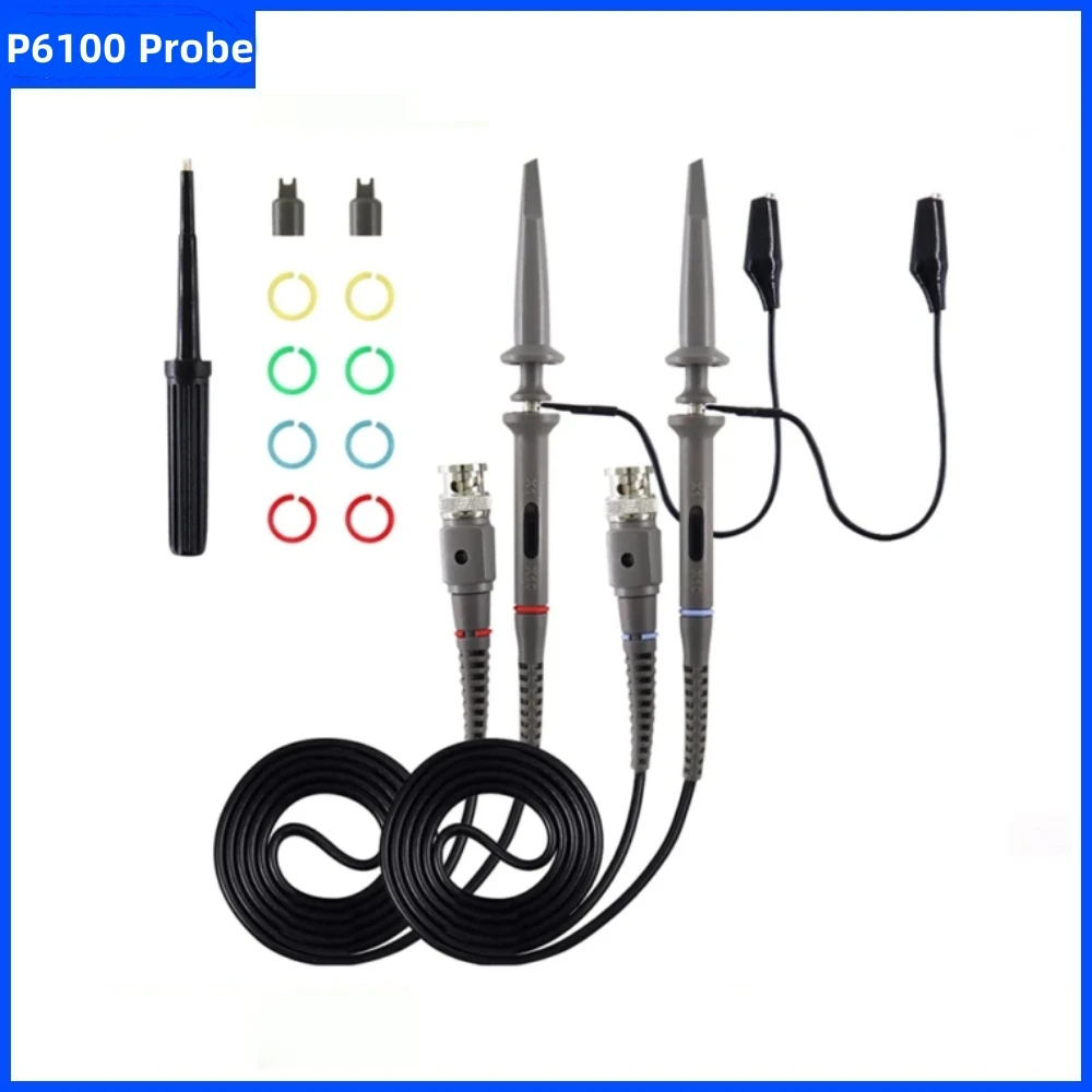 Kit 2 Sonde Per Oscilloscopio Xinrub P6100 | 100MHz 1X/10X | Punte Intercambiabili E Cavo BNC | Accessori Diagnostici Auto