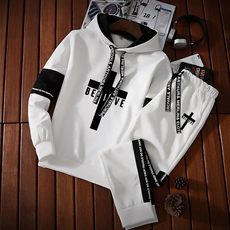 2pcs unisex Drawstring Hoodie Sport suit Athleisure wear