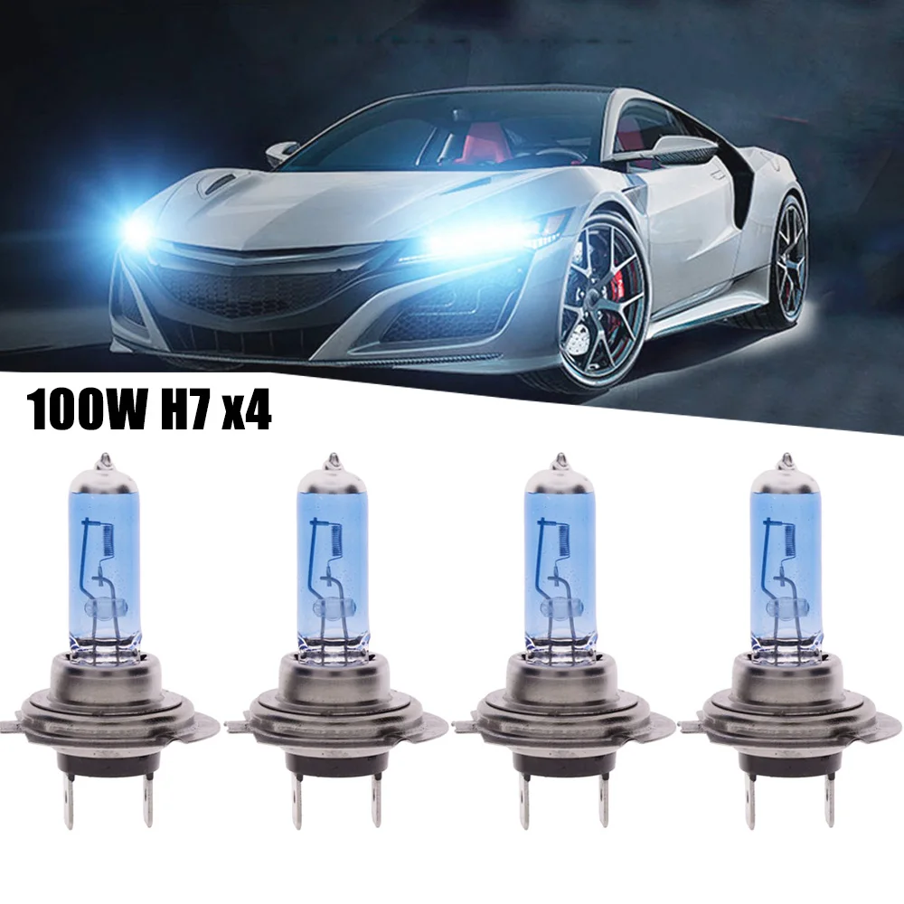 4pcs H7 Car Auto Halogen Headlight Lamp HOD Bulb 12V 100W Super White 6000K Head Light Bulbs Accessories |