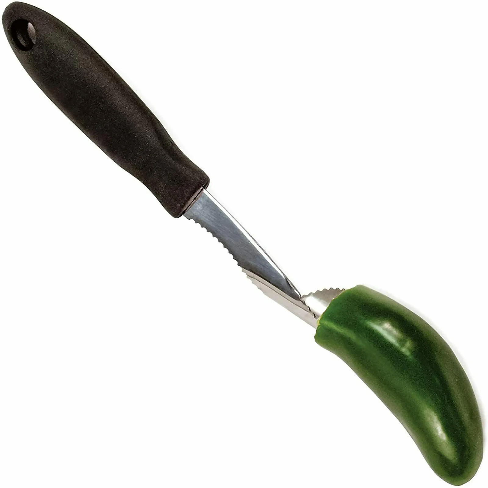 Stainless Steel Pepper Corer Tool Remover with Serrated Edge Vegetables Cutter Knife Kitchen Tools Serrated Seed Remover