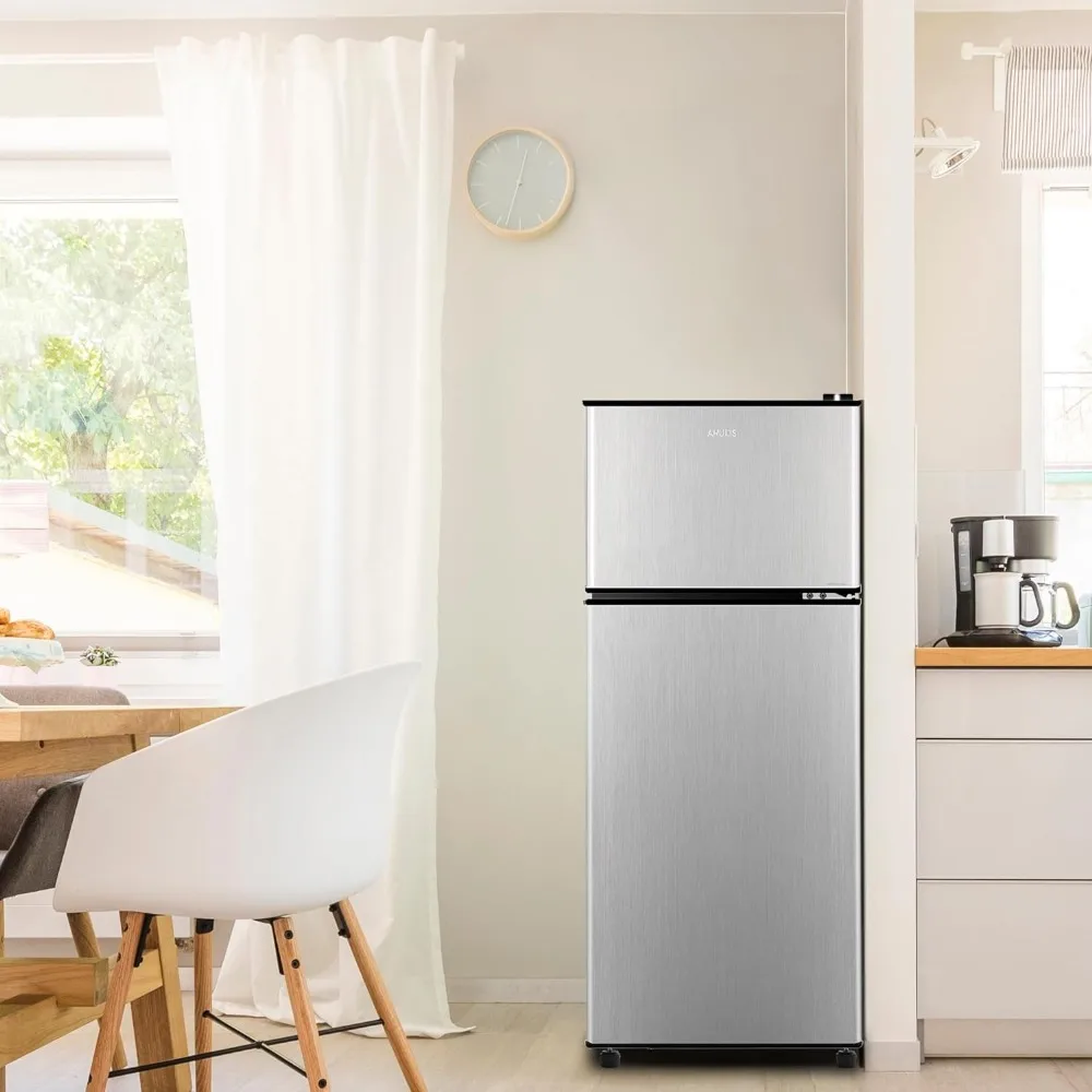 Compact Refrigerator 4.0 Cu Ft 2 Door Mini Fridge with Freezer for Apartment, Dorm, Office, Family, Basement