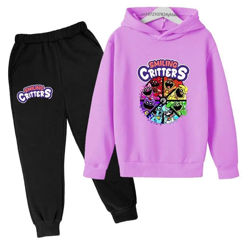 thumbnail image 1 of Conjunto de sudadera con capucha y pantalones con estampado de dibujos animados para niños y niñas de 2 a 13 años, 2 piezas, para primavera y otoño, 1 of 5