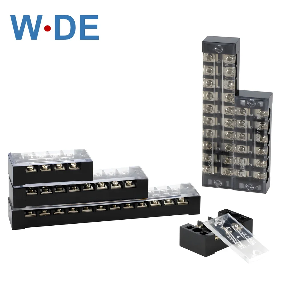 1 Piece TB25 Barrier Screw Terminal Block TB Series Wire Connector 600V 25A 3/4/6/8/10/12 Positions Connector Barrier wire connectors din rail terminal block