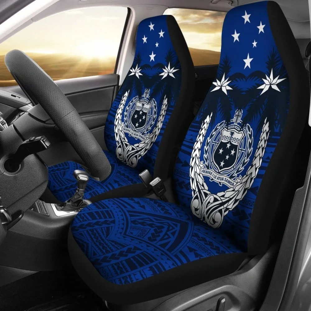

Samoa Car Seat Covers Samoa Coat Of Arms Cocout Tree (Blue),Pack of 2 Universal Front Seat Protective Cover