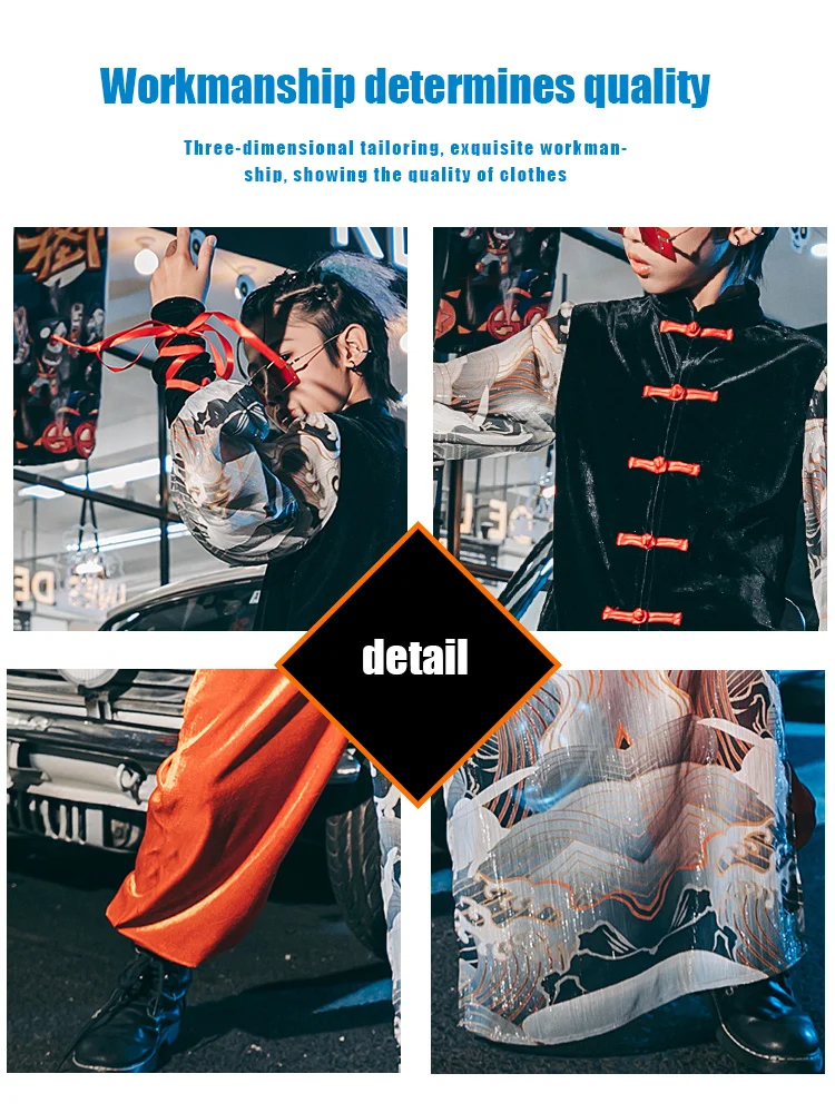 ZZL Cool Clothes for Children Chinese Style Outfits for Boys Tang Suit Runway Show Performance Suit K-pop Street Dance Fashion