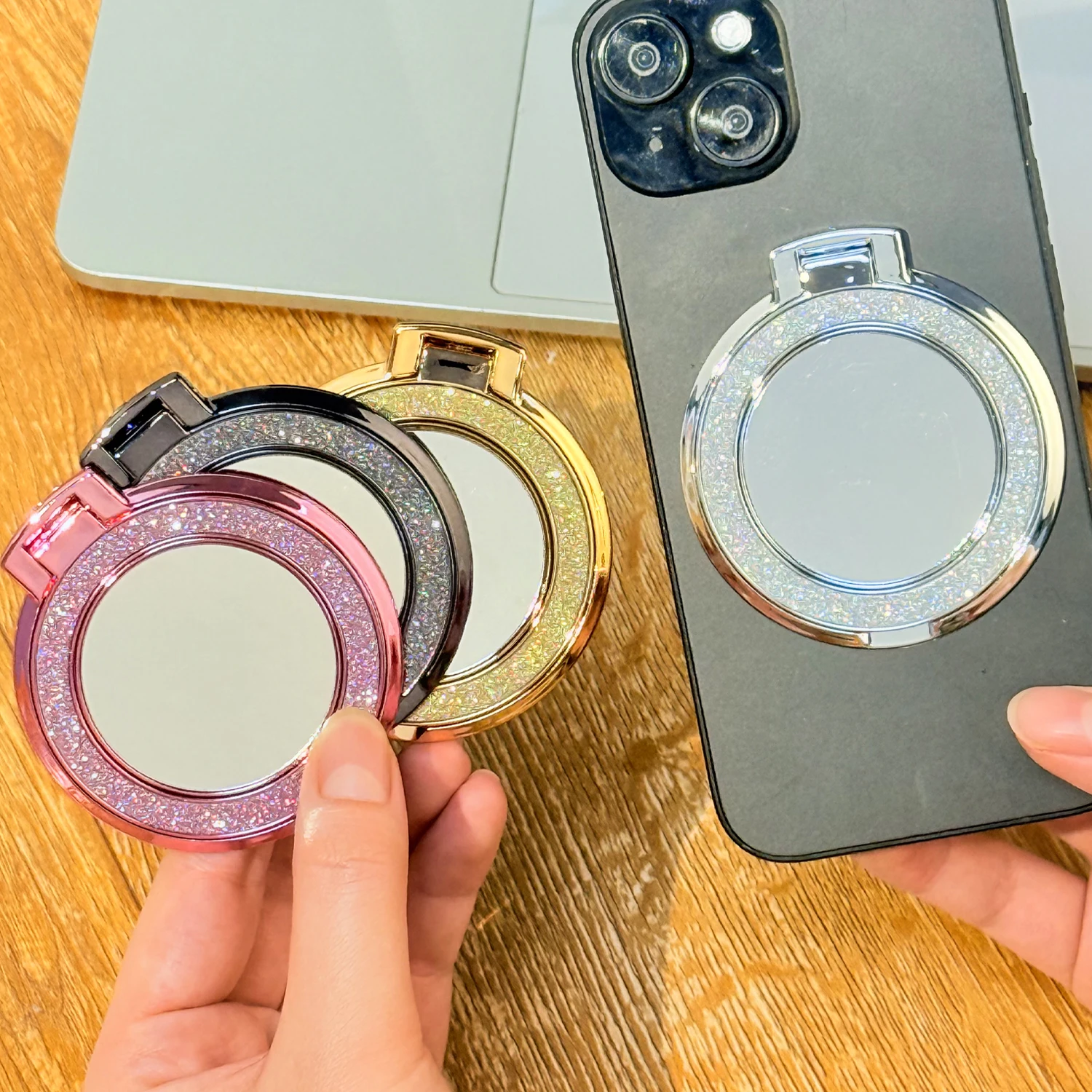 Sparkling Universal Phone Holder Ring with Mirror Finish