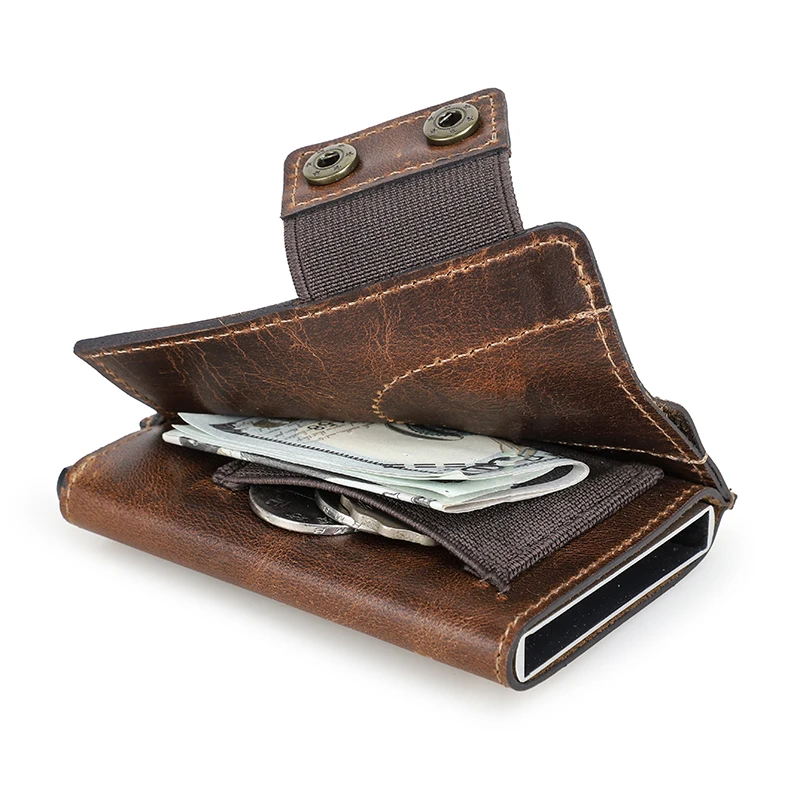 CONTACT'S Genuine Leather Card Holder Men's Wallet Retro Design Rfid Protection Mini Card Holder Credit Bag wallet card holder card holder credit card holder card wallet