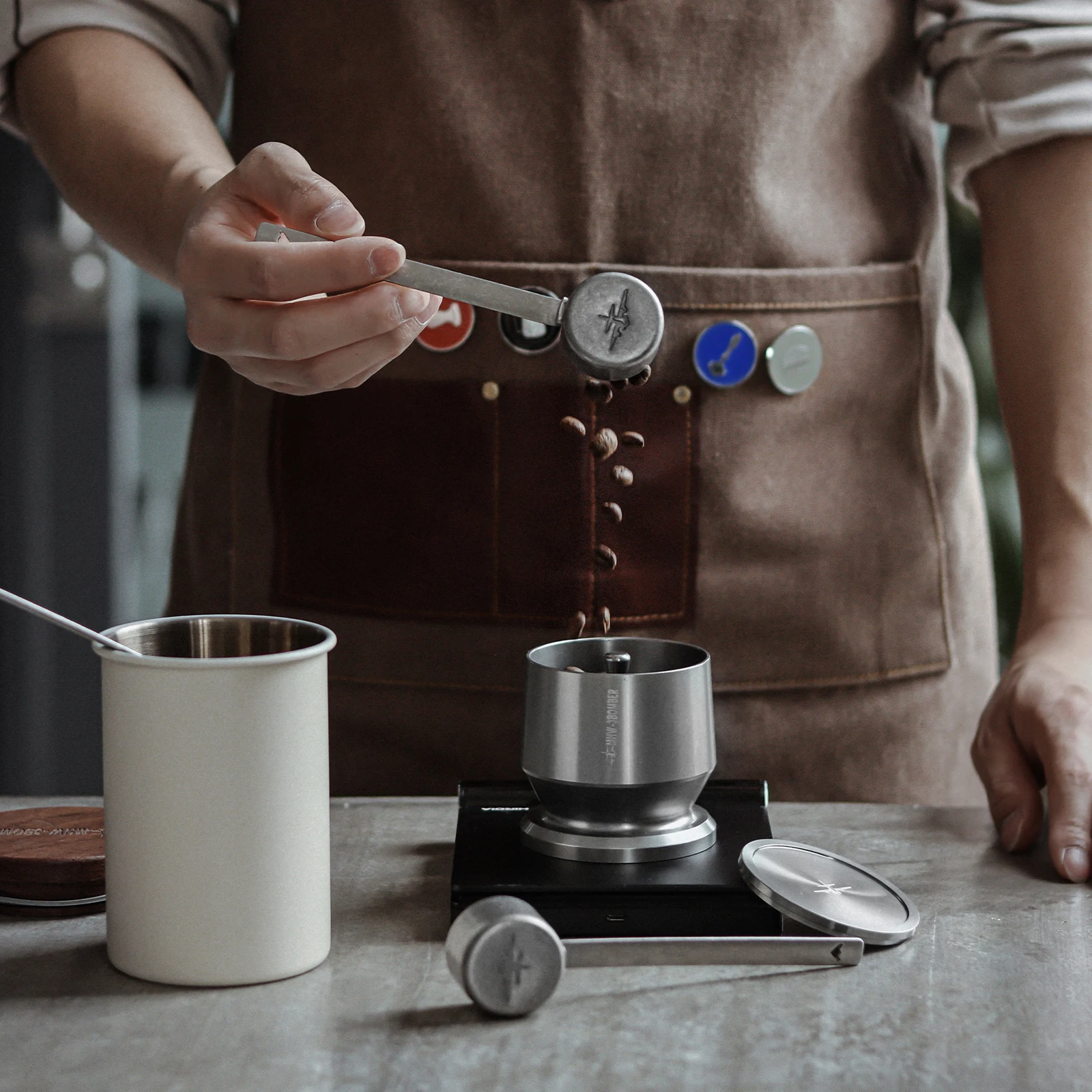MHW-3BOMBER Vintage Coffee Bean Spoon Stainless Steel Espresso Dosing Spoon Exquisite Coffee Scoop Cafe Bar Kitchen Accessories