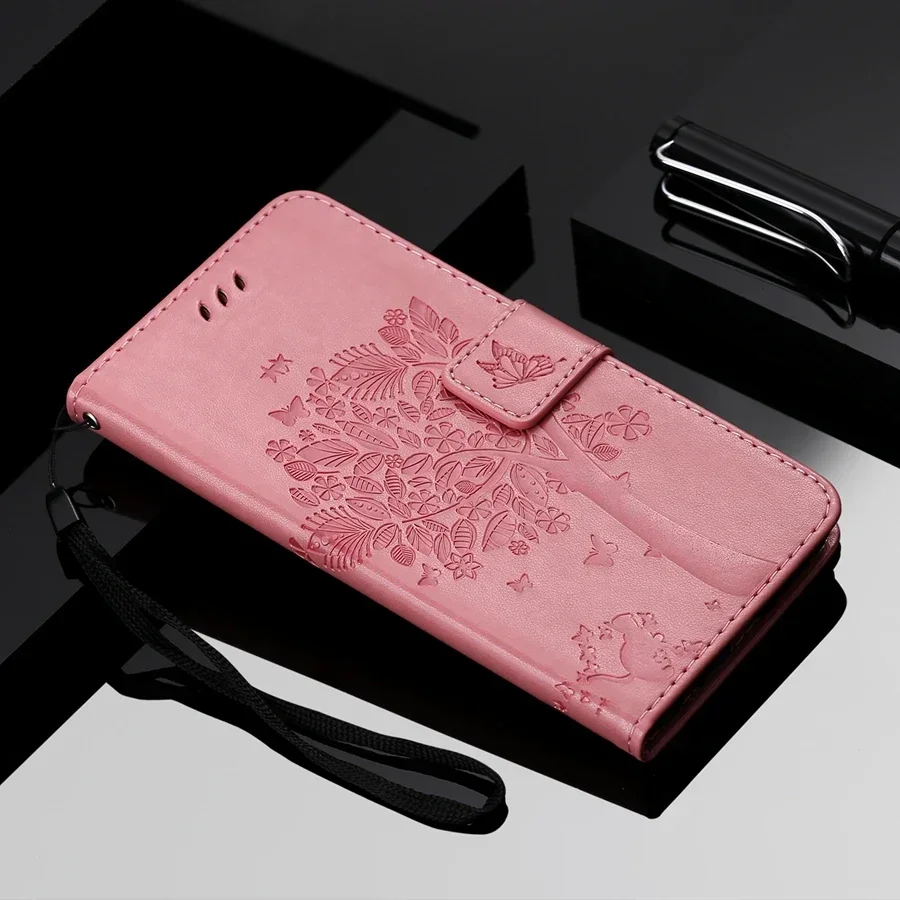 Elegant Leather Wallet Flip Case with Tree Design – Premium Mobile Protector