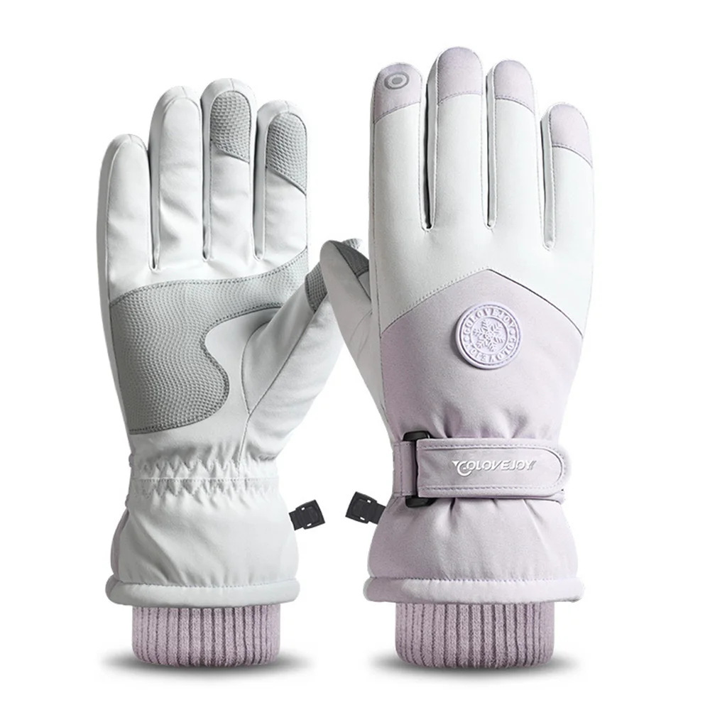 Guantes de esquí de invierno para hombres y mujeres, manoplas gruesas e impermeables de lana para ciclismo, Snowflak, motocicleta, pantalla táctil, cálidos, a prueba de viento, guantes de nieve