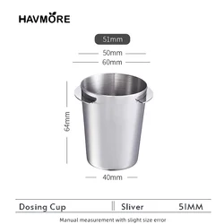 Stainless Steel Coffee Dosing Cup - Wear - Resistant Espresso Accessory (Sliver - 51MM)