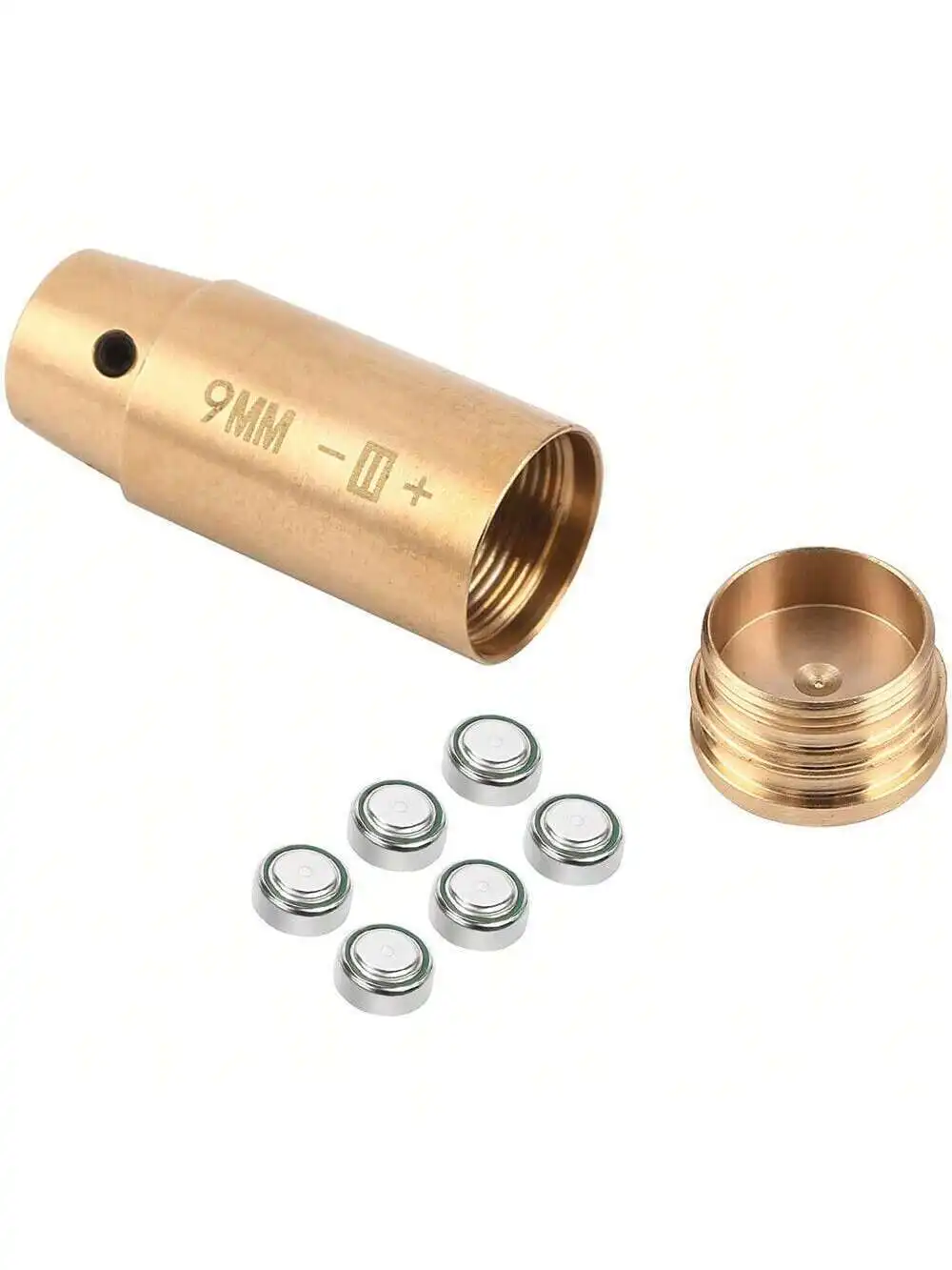 High Accuracy CAL 9mm Red Laser Bore Sight Cartridge Bullet Shap Boresighter 6 Batteries