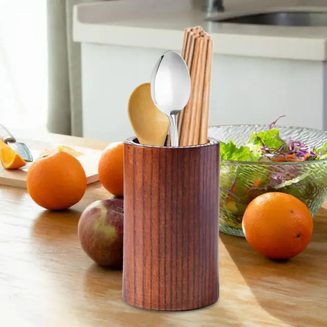 주방에 깔끔함과 질서를 더하는 다목적 목재 수저 보관 홀더