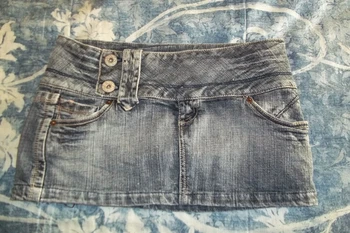 Y2K New Gothic Cute Denim Skirt Womens Clothing Harajuku Vintage Slim Skirt Kawaii Light Blue Jean Low Waist Short Mini Skirt 1