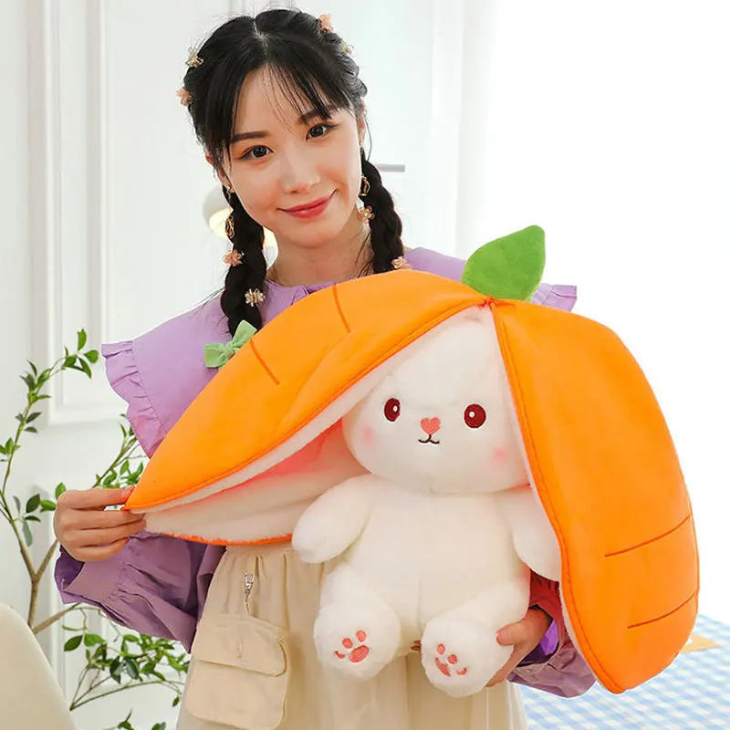 35-60cm Giant Size Lovely Rabbit Turn to Caot Strawberry Dolls Doll Fruit Transfigured Bunny Plush Toy Stuffed - Image 5