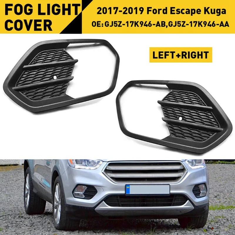 1 Pair Front Bumper Fog Light Frame Grille Cover F01039178 For Ford Escape Kuga-Replacement