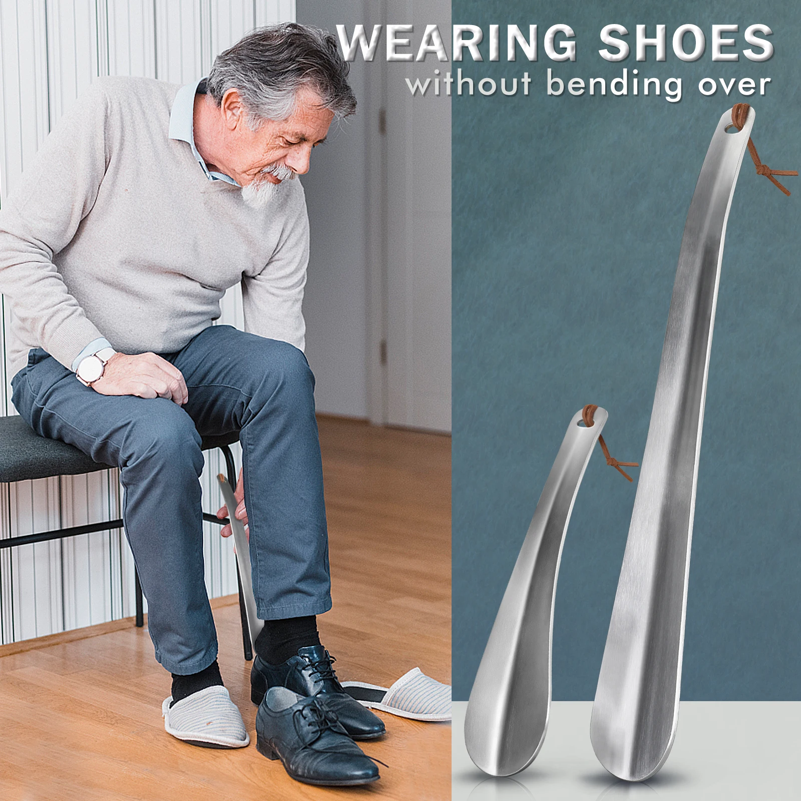 Metal Shoe Horns Stainless Steel Long Shoe Horn Long Handle Shoehorn Spoon Lazy Short Helper For Men Women Elderly Kids