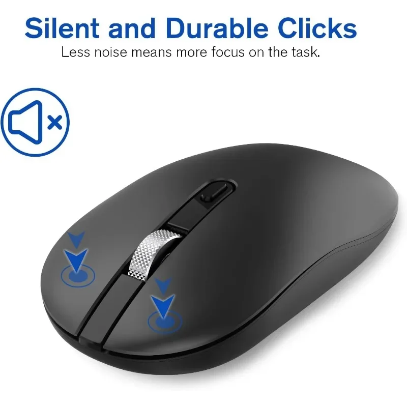 Wireless Bluetooth Mouse for Windows Laptop Notebook PC Mac Desktop Dual-Mode Rechargeable 2.4G Portable Computer Mouse