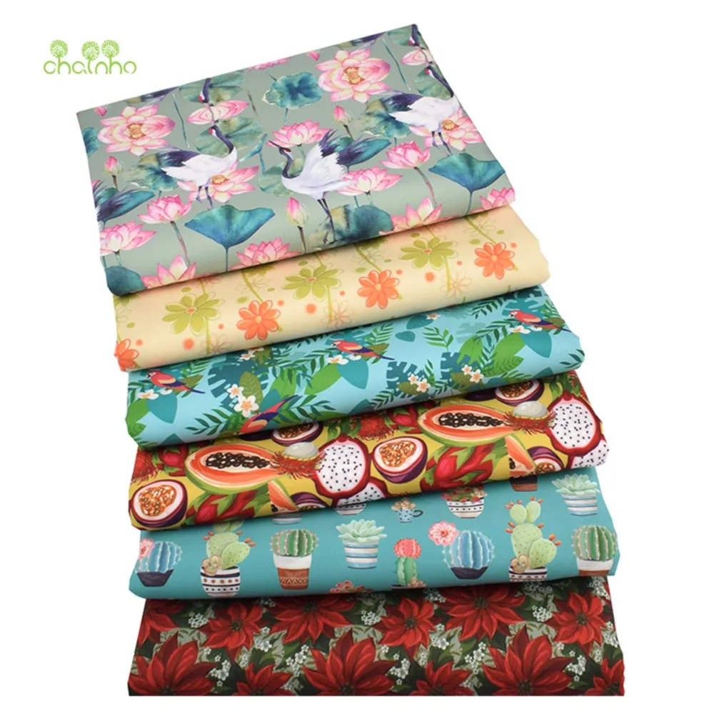 Chainho,Digital Printing Waterproof Fabric,Floral & Cartoon Series,DIY Sewing Material For Handbags & Tablecloth,6 Designs,WP01