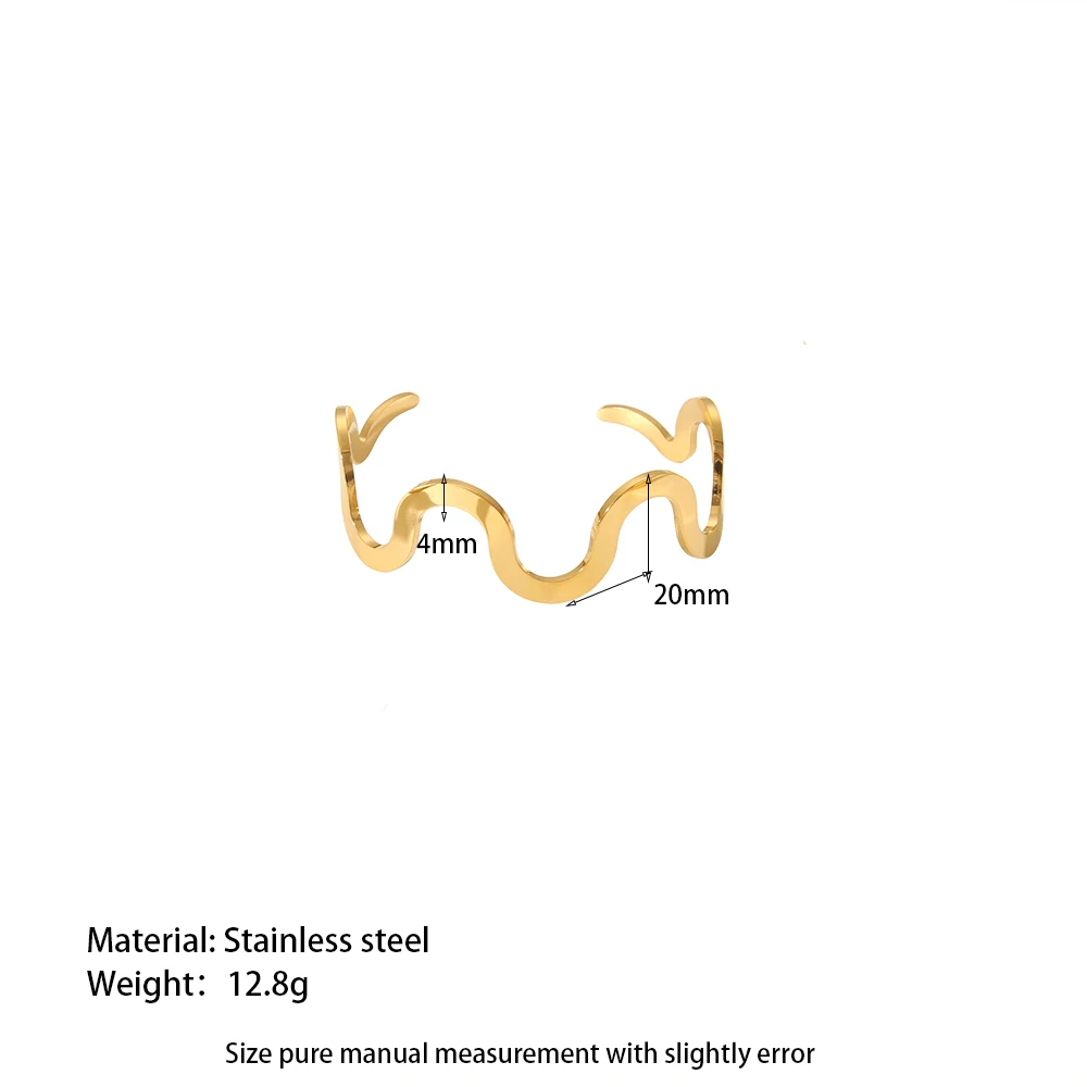 Chunky 16K Gold Plated Stainless Steel Curve Choker Necklace Wavy Open Bracelet Bangle High End Tarnish Free Jewelry Gifts 202 6