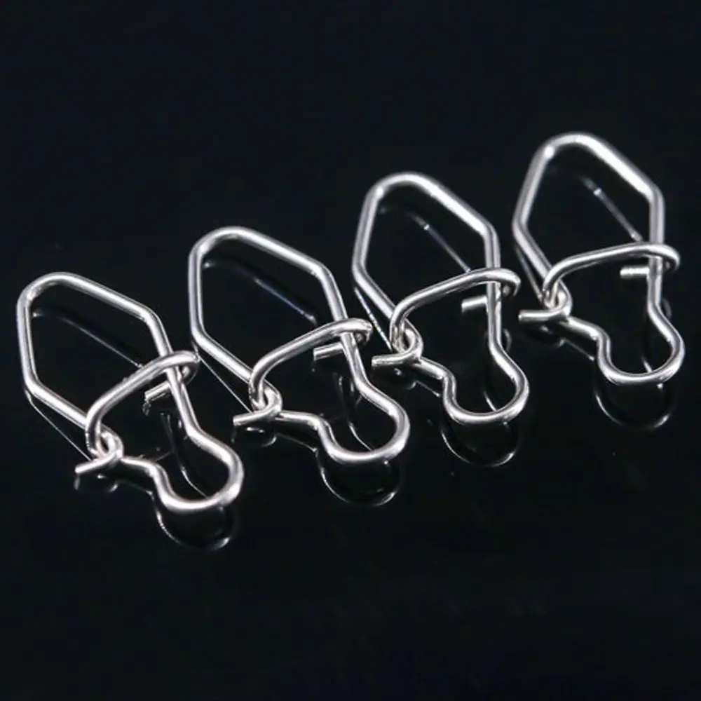100PCS Gourd Portable Fast lock Durable Stainless Steel Barrel Swivel Fishing Hanging Snap Connector Oval Split Rings