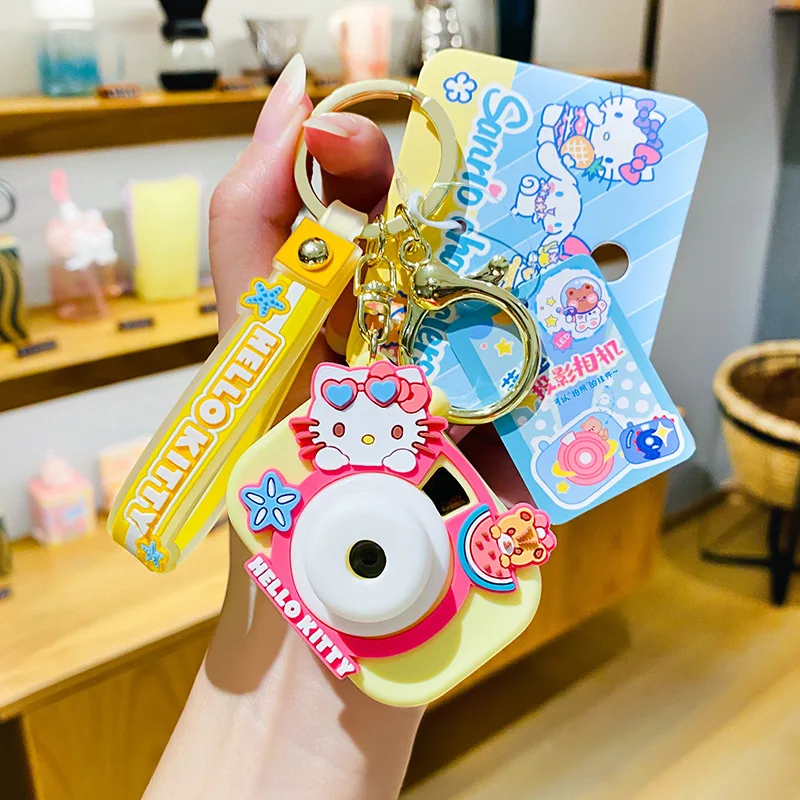 

Cute Hellokittyed Camera Keychain Kawaii Anime Sanrio Cinnamoroll My Melody Kuromi Cartoon Backpack Charm Car Key Accessories