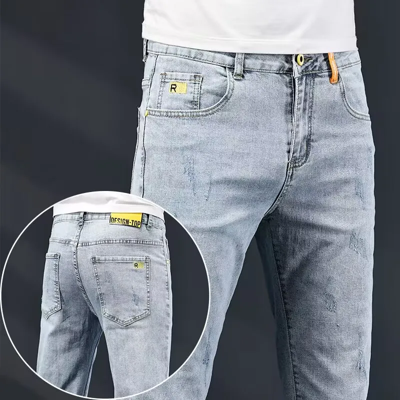 

Skinny Men Jeans 2023 Spring New Stretch Fashion Casual Slim Fit Denim Trousers Blue Pants Male Brand Clothes 27-36
