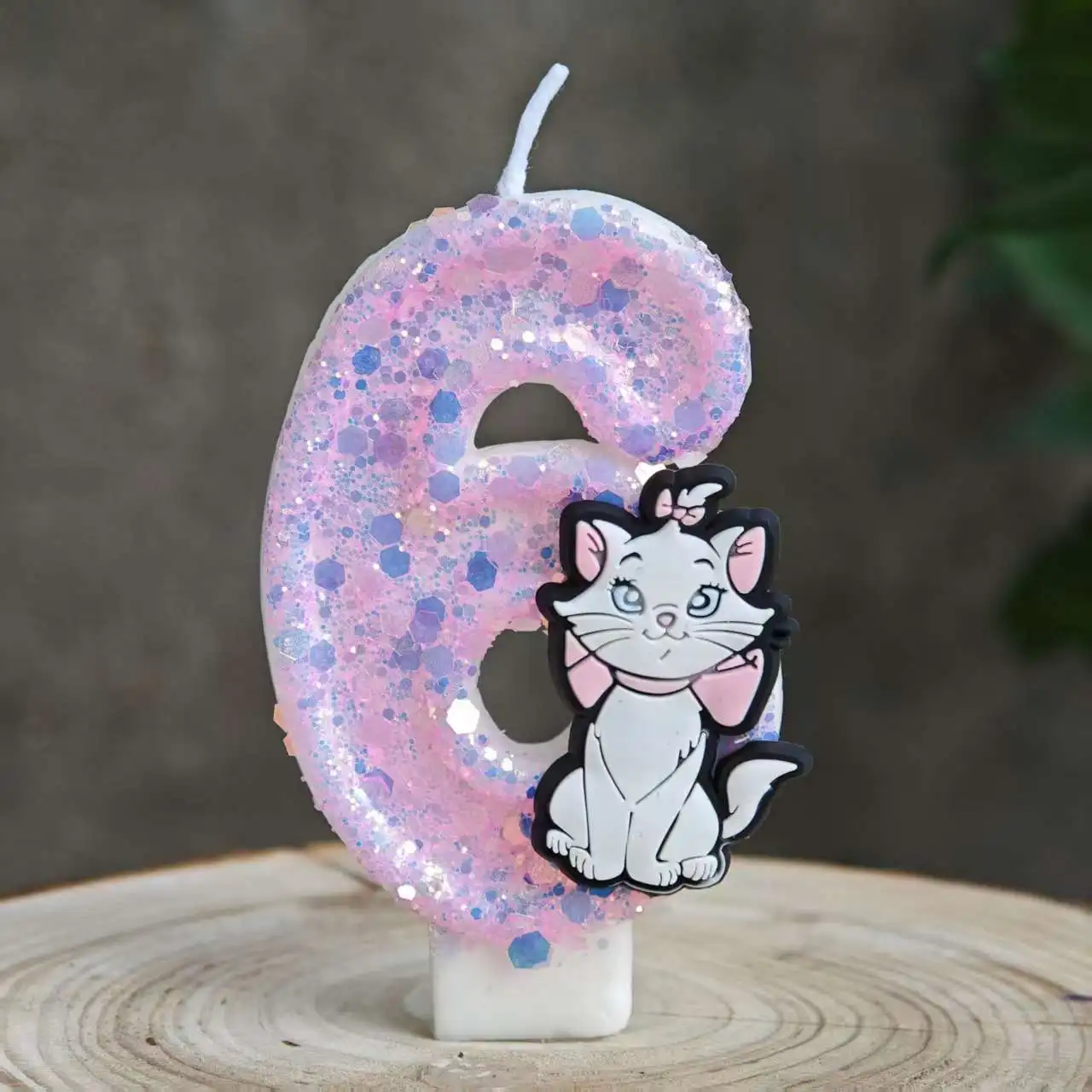 Rosa Süße Marie Katze L Cartoon 0-9 Zahlenkerze für Kinder Babyparty Geburtstag Steckbare Kuchen-Party-Dekoration Geschenkzubehör – Detail 9