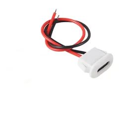 USB Type - C Female Socket Charging Interface with Welding Wire (1 - 10 Pack) - 2PCS (White)
