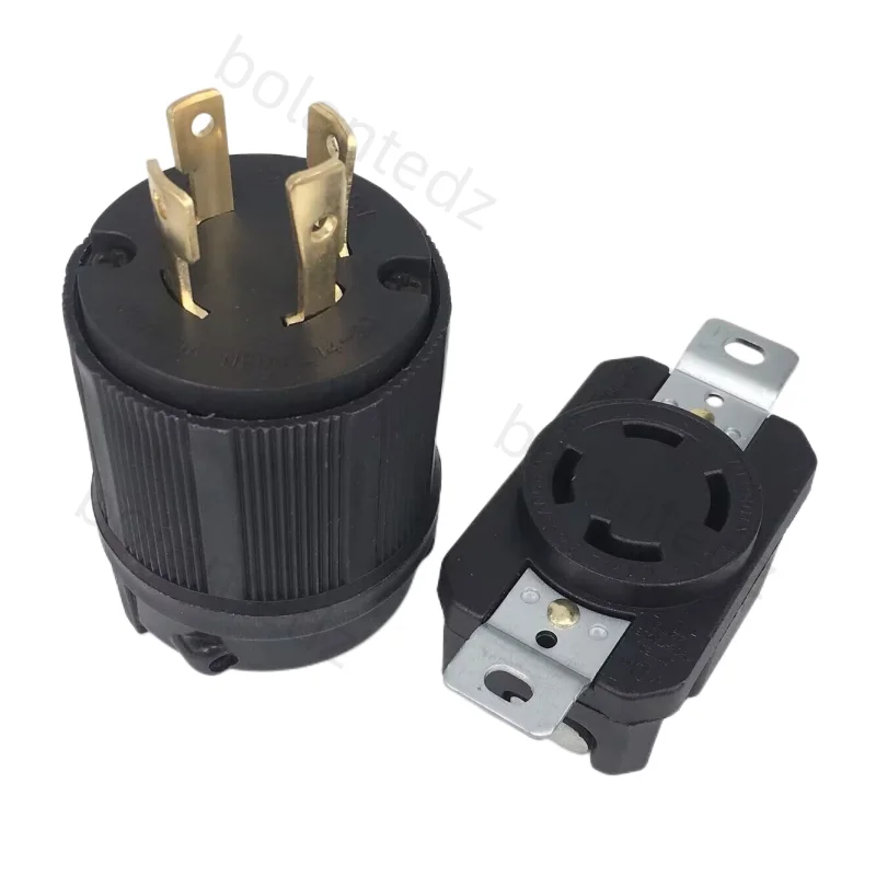 UL 30A 125V 250V NEMA L14-30P L14-30R Industrial twist lock power plug 4Pole panel Receptacle Connector Male female socket Black
