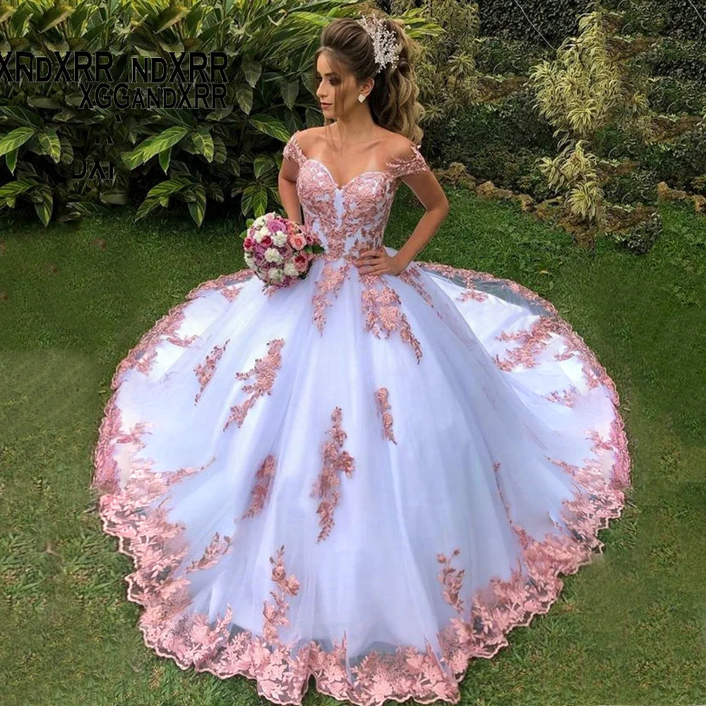 Luxury Red Quinceanrea Dresses 2023 Sweetheart Off Shoulder Detachable Puffy Sleeves Long Train Sweet 15 16 Birthday Party Gown