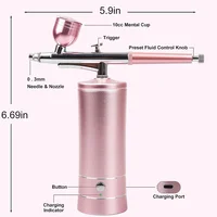 Portable Rechargeable Wireless Airbrush With Compressor Auto Action Spray Gun for Face Beauty Nail Art Tattoo Craft Cake Paint 2