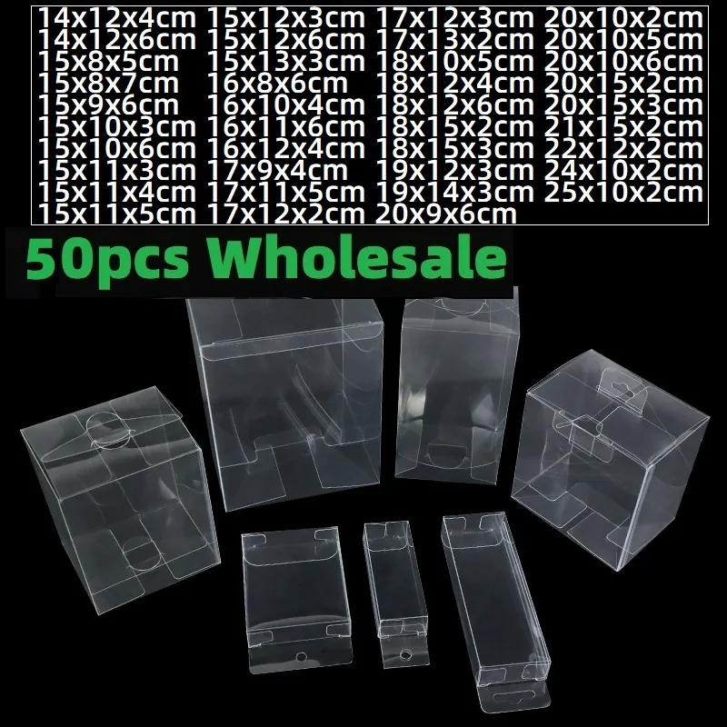 thumbnail image 1 of Caja de regalo de boda cuadrada transparente, PVC transparente, bolsas de dulces de fiesta, cajas de chocolate, 50 piezas, 1 of 4