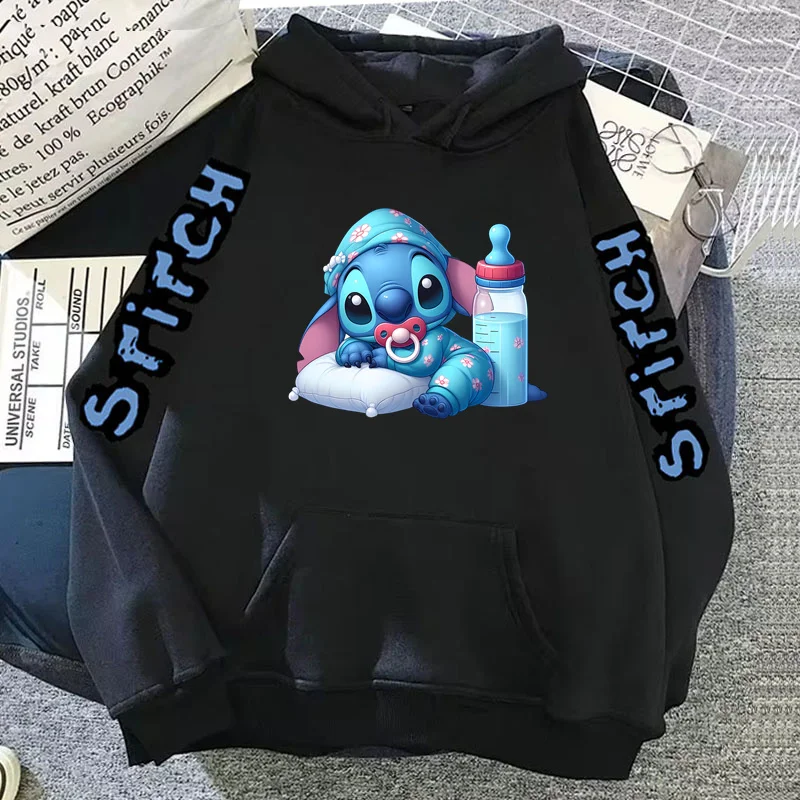 Luxury Brand Women's Hoodies Disney Lilo & Stitch Harajuku Jackets Japanese Fashion Winter Sweaters Women's Warm Sweatshirts 2