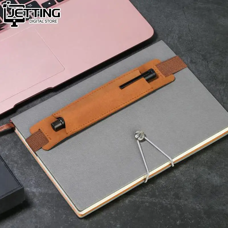 

8-1.5 Inch Adjustable Elastic Band Pen Holder PU Leather Pen Sleeve Pouch Elastic Notebook Pen Holder Detachable