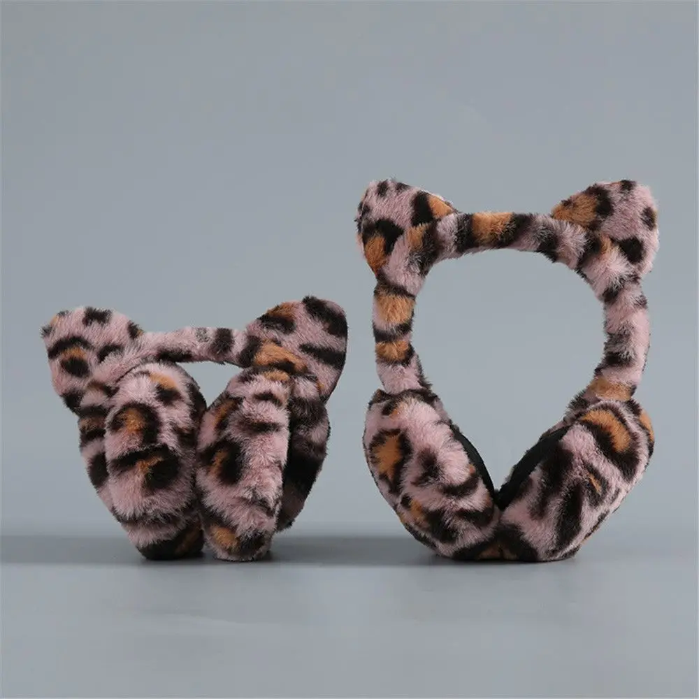 Women Fashion Leopard Winter Soft Earmuffs Women Ladies Girls Earflap Warmer Fluffy Plush Ear Muffs