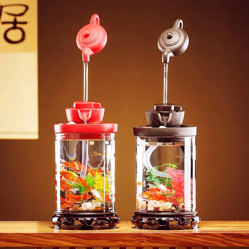 

Desktop Flowing Water Ornaments Light Luxury Ceramic Home Fish Tank Decoration Office Living Room Hanging Pot Decorations