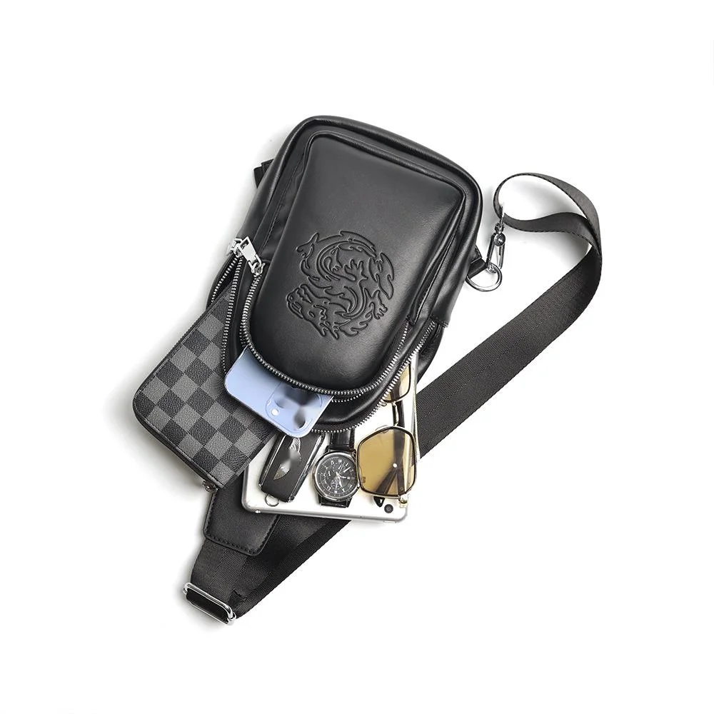 Umhängetaschen für Männer 2023 Neue Hochwertige Drachen Totem Muster High-end-Brusttasche Lässige Mode Umhängetasche_voghion.com