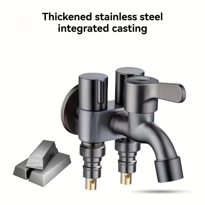 Multifunction Three Tap Faucet Dual Control Double Outlet Angle Valve Flushing Spray Three Way Water Tap Easy To Install