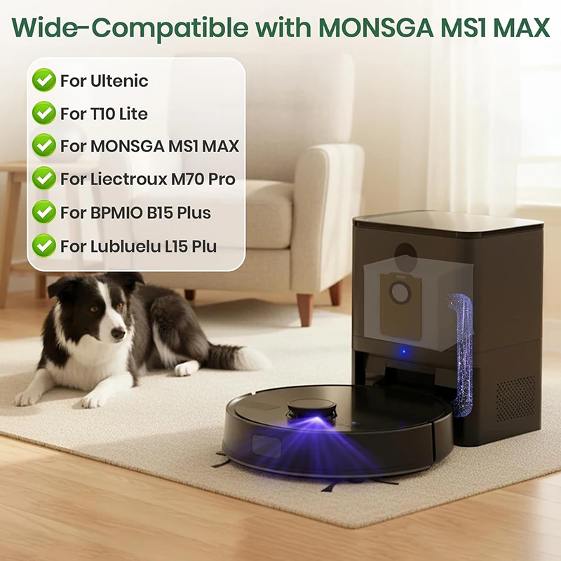 For MONSGA MS1 MAX / Proscenic Q8 MAX / Ultenic T10 Lite / Mova E20 Plus / Trouver E20 Pro Plus Vacuum Cleaner Dust Bag Parts - 6