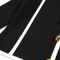 High Quality And Fashionable New Knitted Patchwork Lapel Button Long Sleeved Cardigan Straight Leg Pants Women's Suit - Image 3