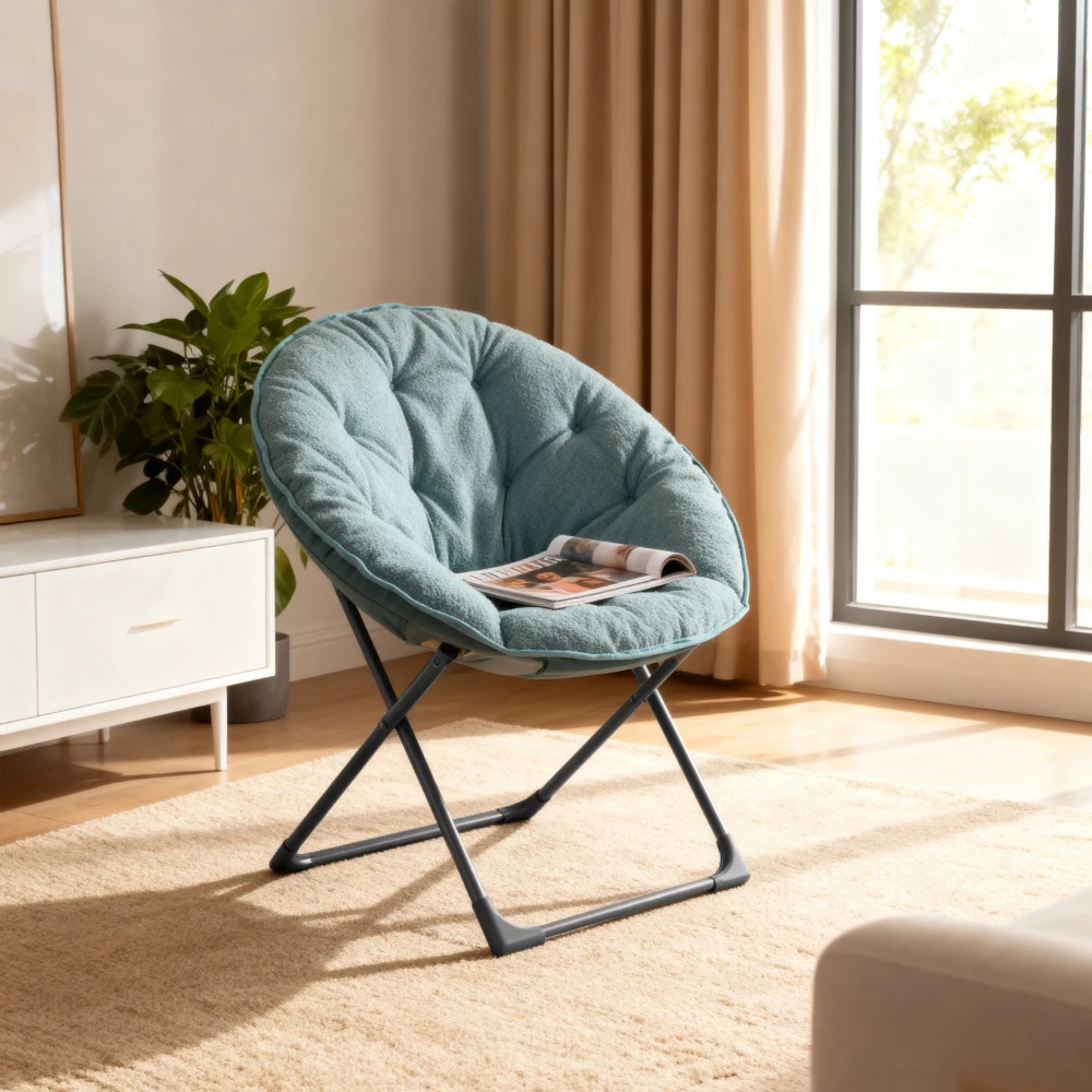 Tragbarer, zusammenklappbarer Moon Chair, ergonomischer, weich gepolsterter Lazy Chair, leichter Outdoor-Indoor-Loungesessel für Schlafzimmer und Innenhof – Detail 8