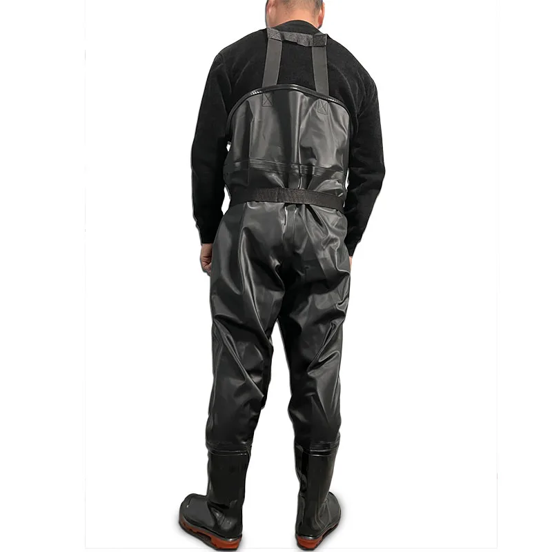 PVC Men Lure Waders Fishing Waders Overalls With Boots Waterproof Adult Women Light Weight Hunting Chest Pants Gear Black
