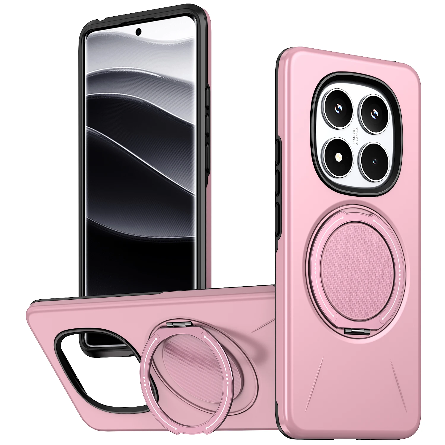 Armor Shockproof Case with Rotating Magnetic Metal Ring Bracket - Hard Cover