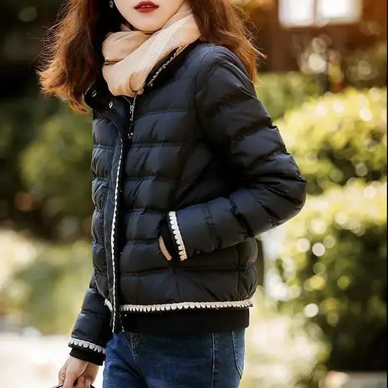 

Women's Winter Cotton Jacket Coat Stand-Collar Short Padded Jackets Warm Fashion Puffer Coats Female Elegant Parkas 2022 New