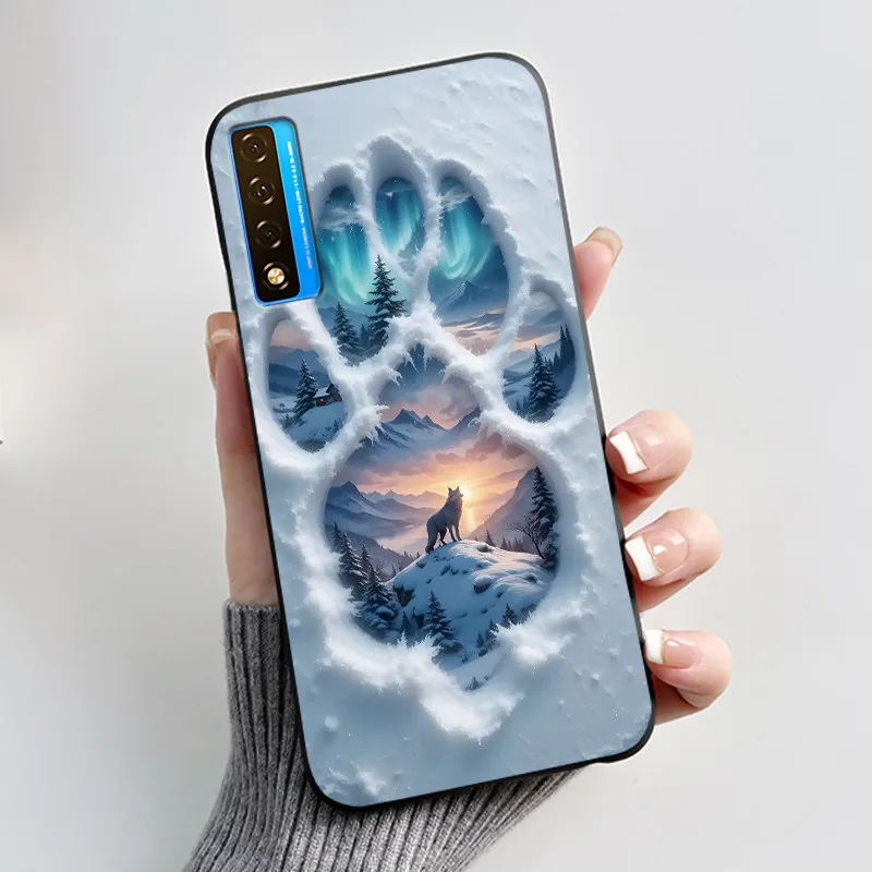 Floral Pattern Shockproof Case - Fashion Cartoon Design, Soft Black Cover